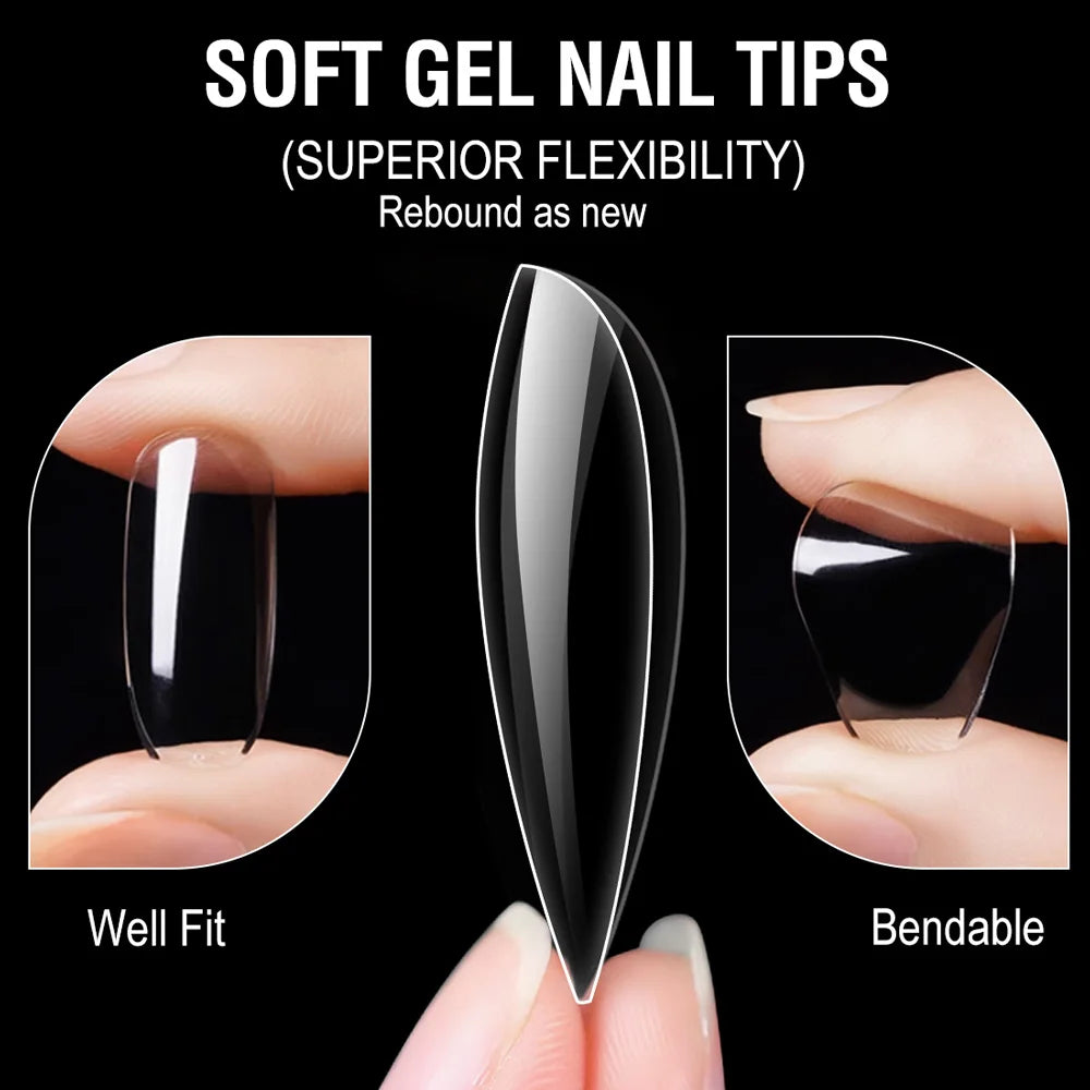 240pcs CANNI Nail Glue Long Lasting Acrylic Fake Nail Tip Coffin Square French False Nails Almond Full/half Nail Accessories