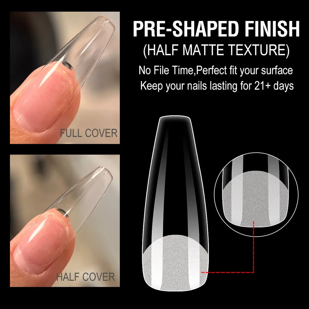 240pcs CANNI Nail Glue Long Lasting Acrylic Fake Nail Tip Coffin Square French False Nails Almond Full/half Nail Accessories