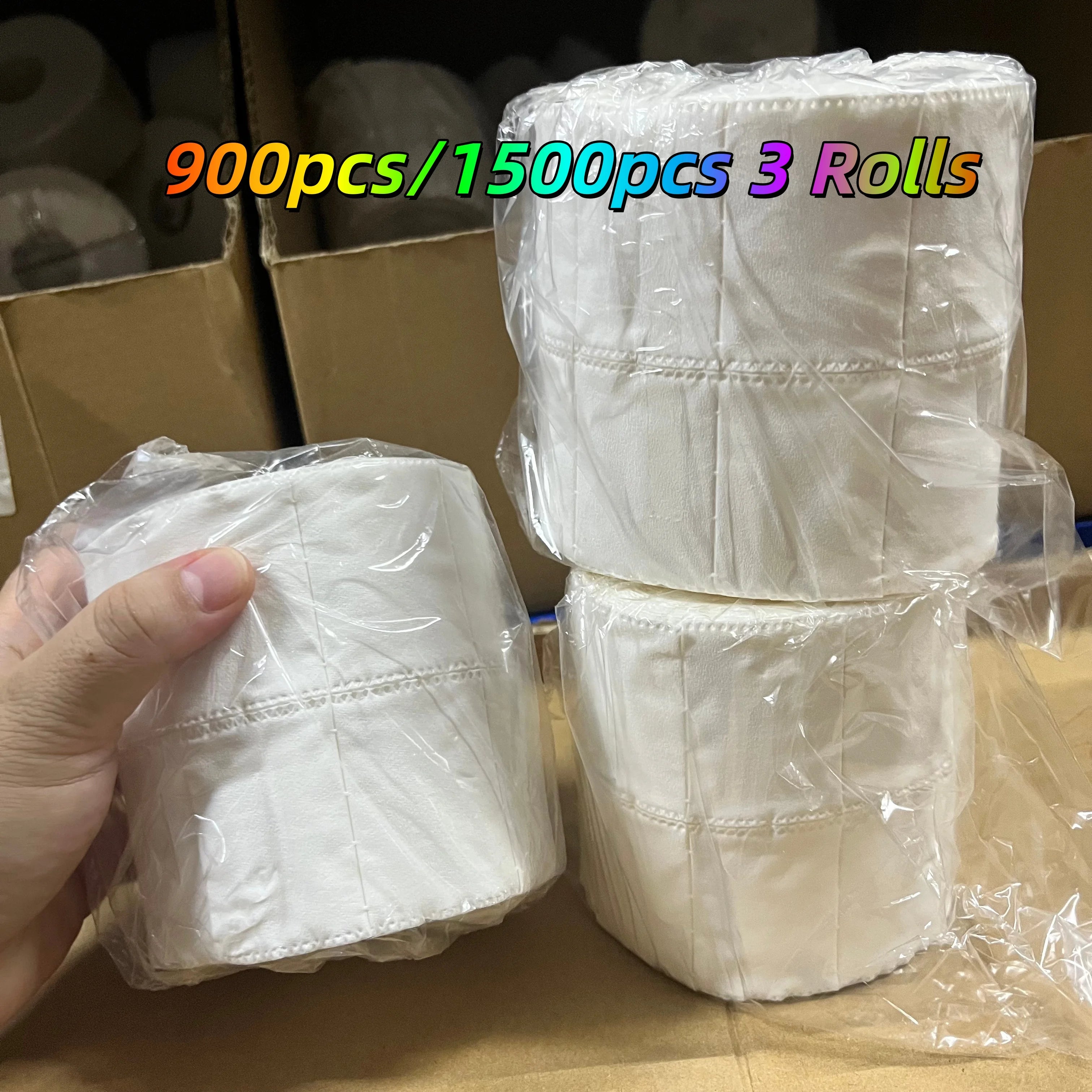 900pcs/1500pcs 3 Rolls Soft Absorbent Nail Polish Remover Pads Lint-Free Nail Wipes Cosmetic Cleaning Nail Salon Manicure Tools*