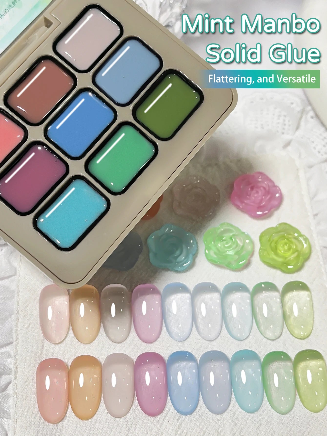 9-colors Patting Glue Smudge Canned High Saturation Popular Semi-Solid Nail Polish Glue Nail Salon For Manicure Diy