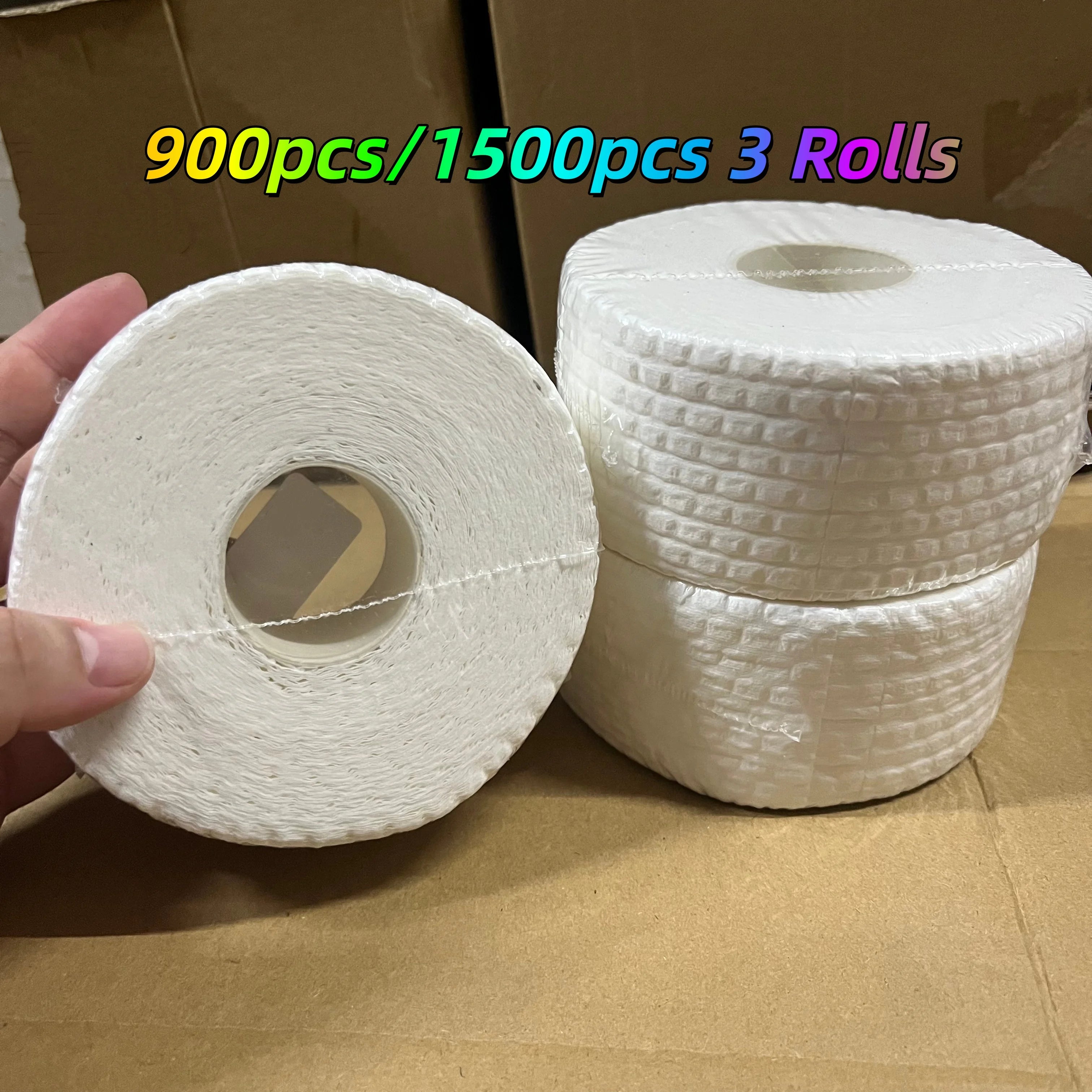 900pcs/1500pcs 3 Rolls Soft Absorbent Nail Polish Remover Pads Lint-Free Nail Wipes Cosmetic Cleaning Nail Salon Manicure Tools*